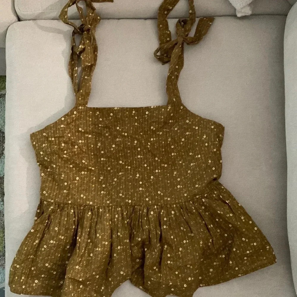 Madewell Olive Green Peplum Camisole